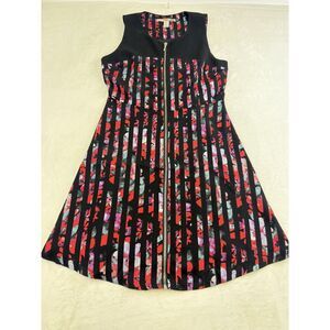 Forever 21 Dress Womens Small Black Red Sleeveless Zip Front Fit Flare Floral